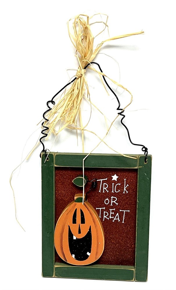 Trick Or Treat Pumpkins Wooden Tin Sign Jack O Lantern Halloween Wall Decor 6