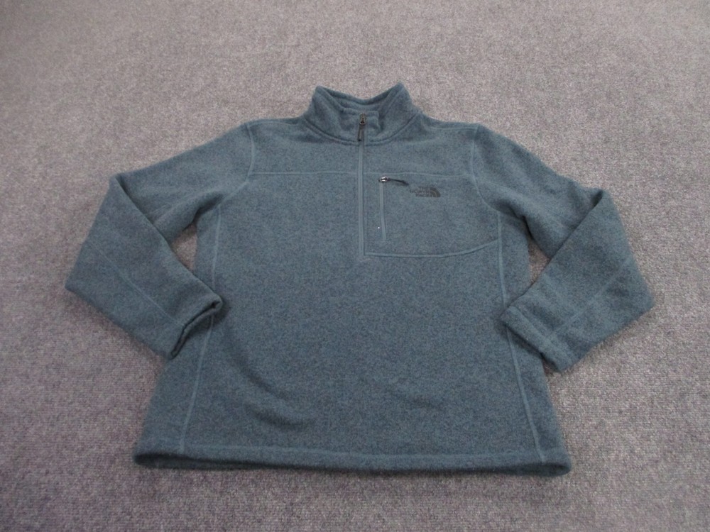 North Face Mens Blue Fleece Jacket for Hiking Work Outdoors