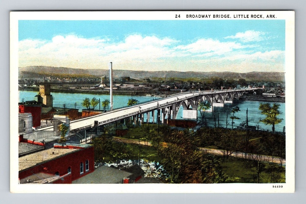 Little Rock AR-Arkansas, Broadway Bridge, Antique Vintage Souvenir Postcard