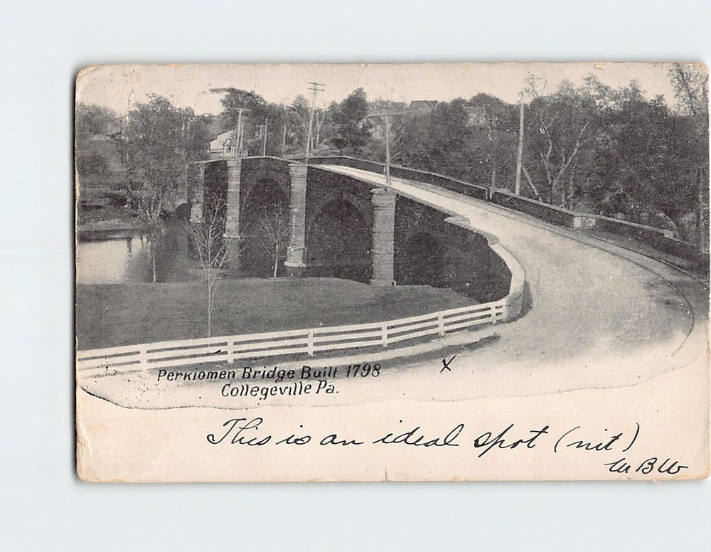 Postcard Perkiomen Bridge Collegeville Pennsylvania USA