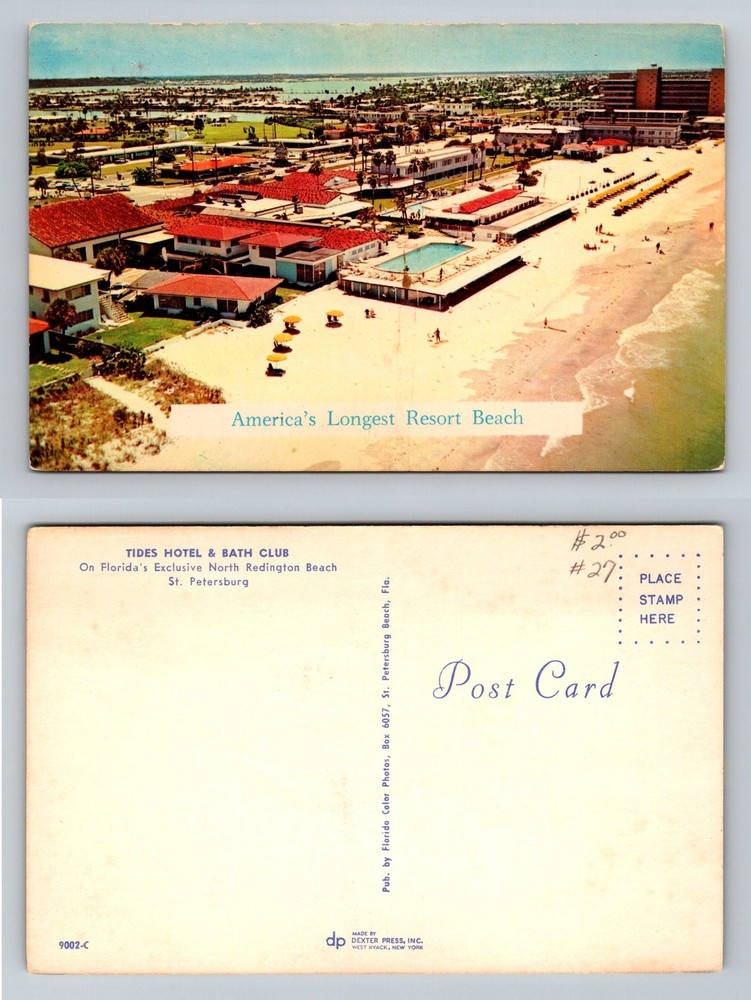 St Petersburg, FL-Florida, North Redington Beach Resort Aerial Vintage Postcard