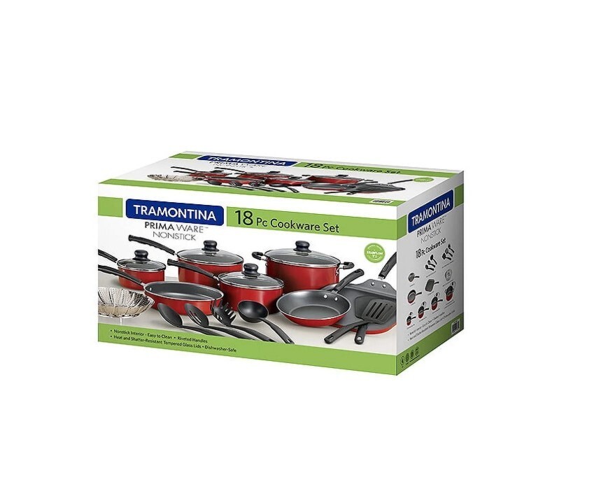 Tramontina Primaware 18 Piece Non-Stick Cookware Set - Steel Gray