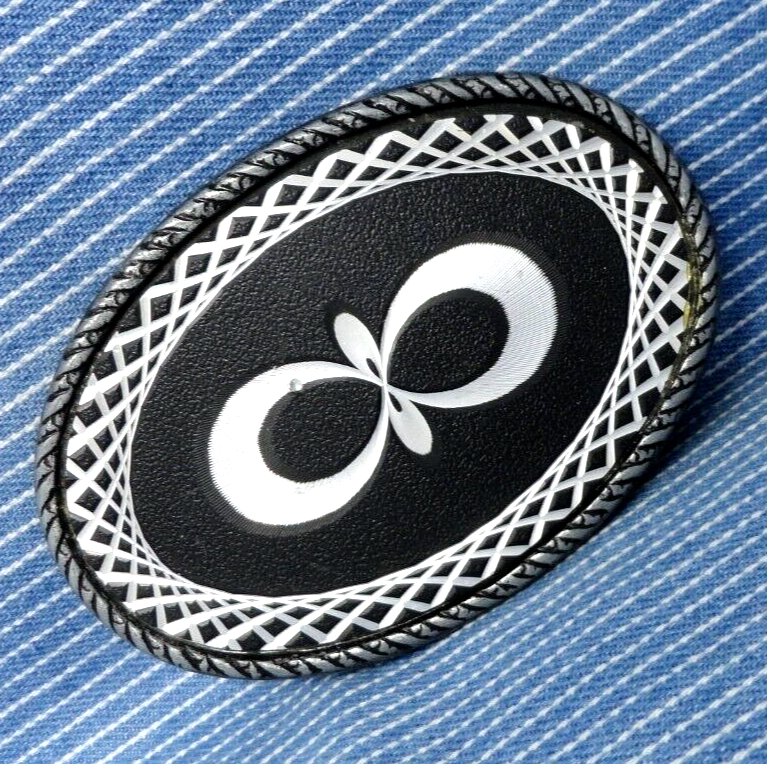 Geometric Infinity Graphic Belt Buckle Laser Etched Abstract Vintage 80s .PCB667-image