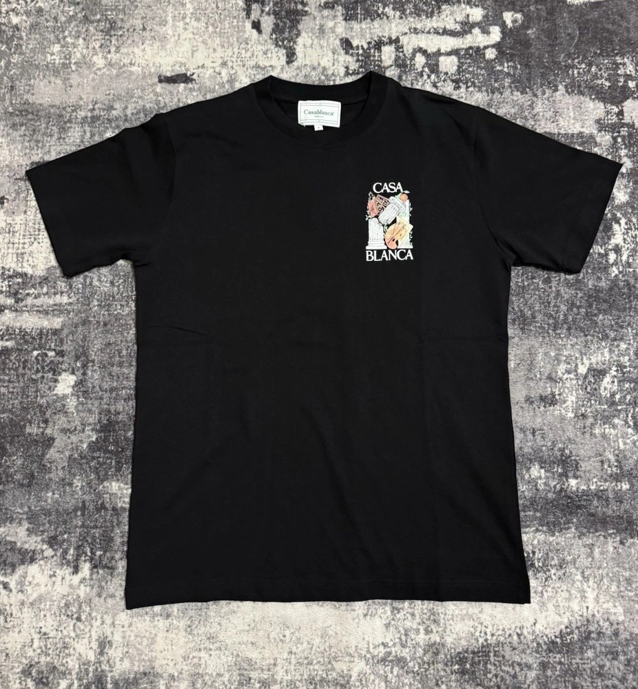Casablanca Tennis Club Black Cotton Graphic Logo Men's T-Shirt Crew Neck M