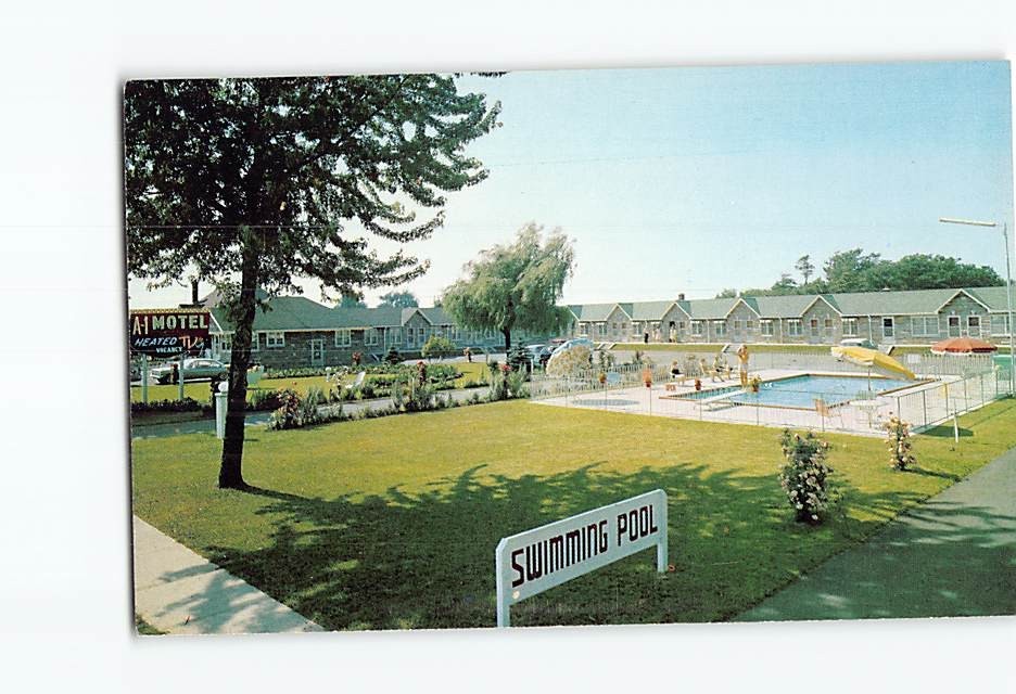 Postcard Pool View A-1 Motel Niagara Falls Ontario Canada