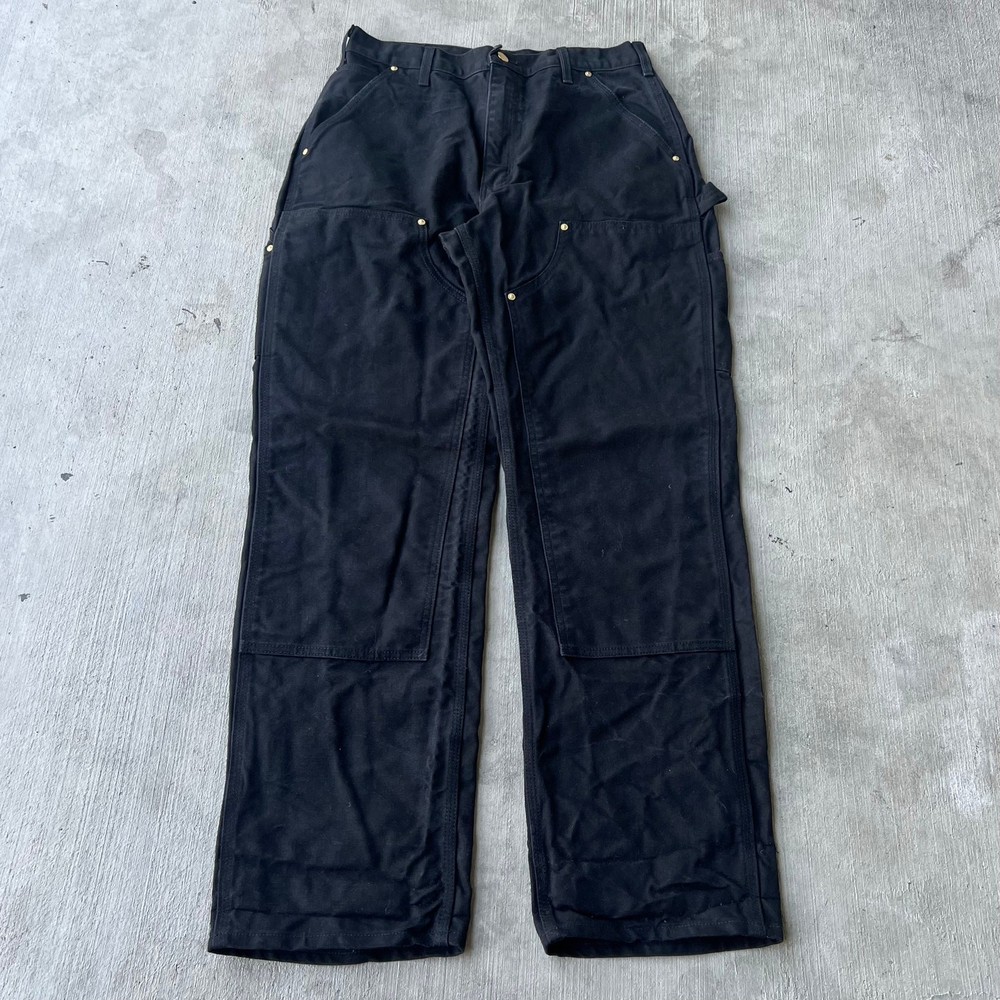 Vintage carhartt black y2k double knee work wear carpenter pants