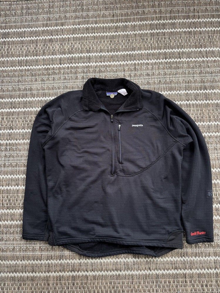 Vintage Patagonia Mens Black Fleece Quarter Zip Grand Marnier Promo Size Large