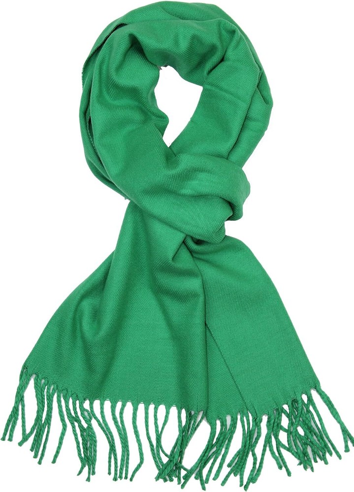 Soft Warm Kelly Green Cashmere Feel Winter Scarf Plaid Solid-image