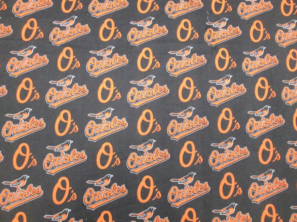 Baltimore Orioles MLB 100% Cotton 1/2 Yard Fabric Piece Brown 58x18 Inches New