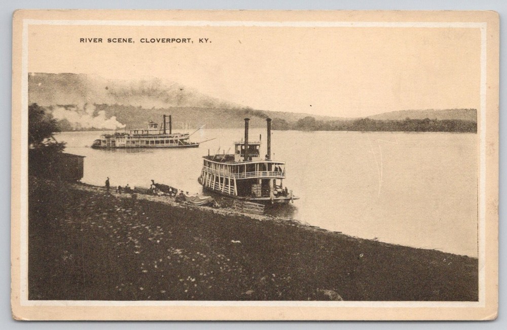 Vintage Cloverport KY Ohio River Steamboats Postcard J.C. Nolte & Bro.