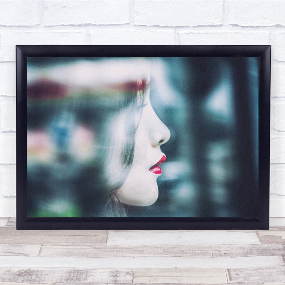 Cold Colorful Girl Portrait Woman Face Lips Soft Blurry Wall Art Print