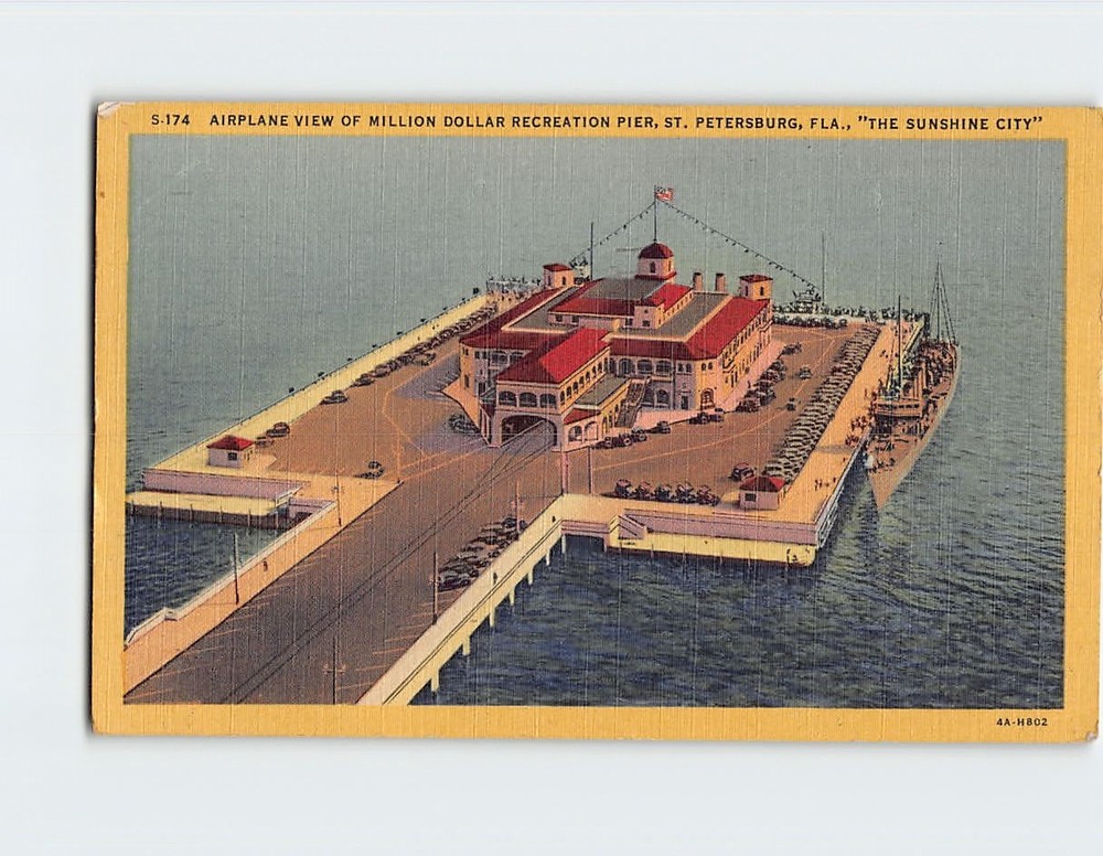 Postcard Airplane View Of Million Dollar Recreation Pier St. Petersburg FL USA