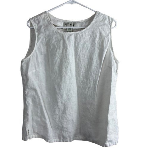 Orvis 100% Linen Tank Top White Sz L Beach Resort Coastal