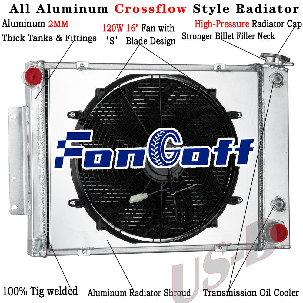 3 Row Radiator Shroud Fan For 1967 1968 1969 Chevy Camaro Pontiac Firebird 6.6L