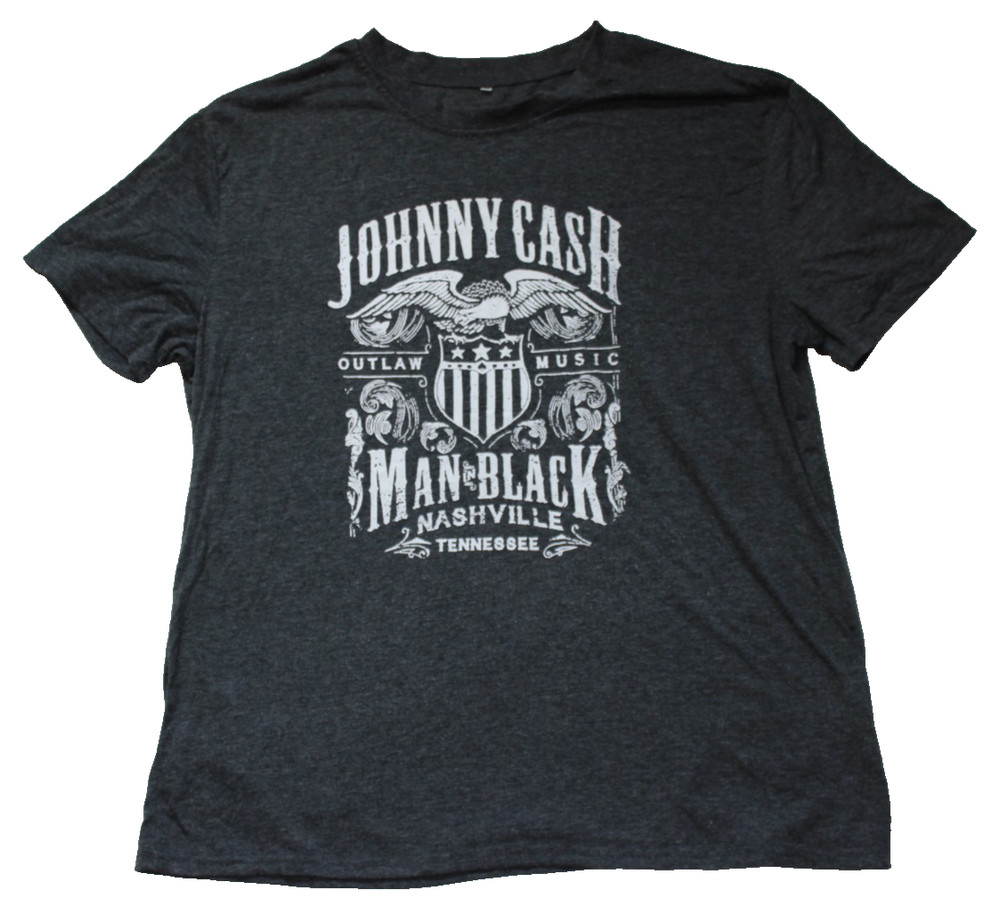Johnny Cash Man In Black Nashville Tennessee T-Shirt Men's Size 2XL Gray