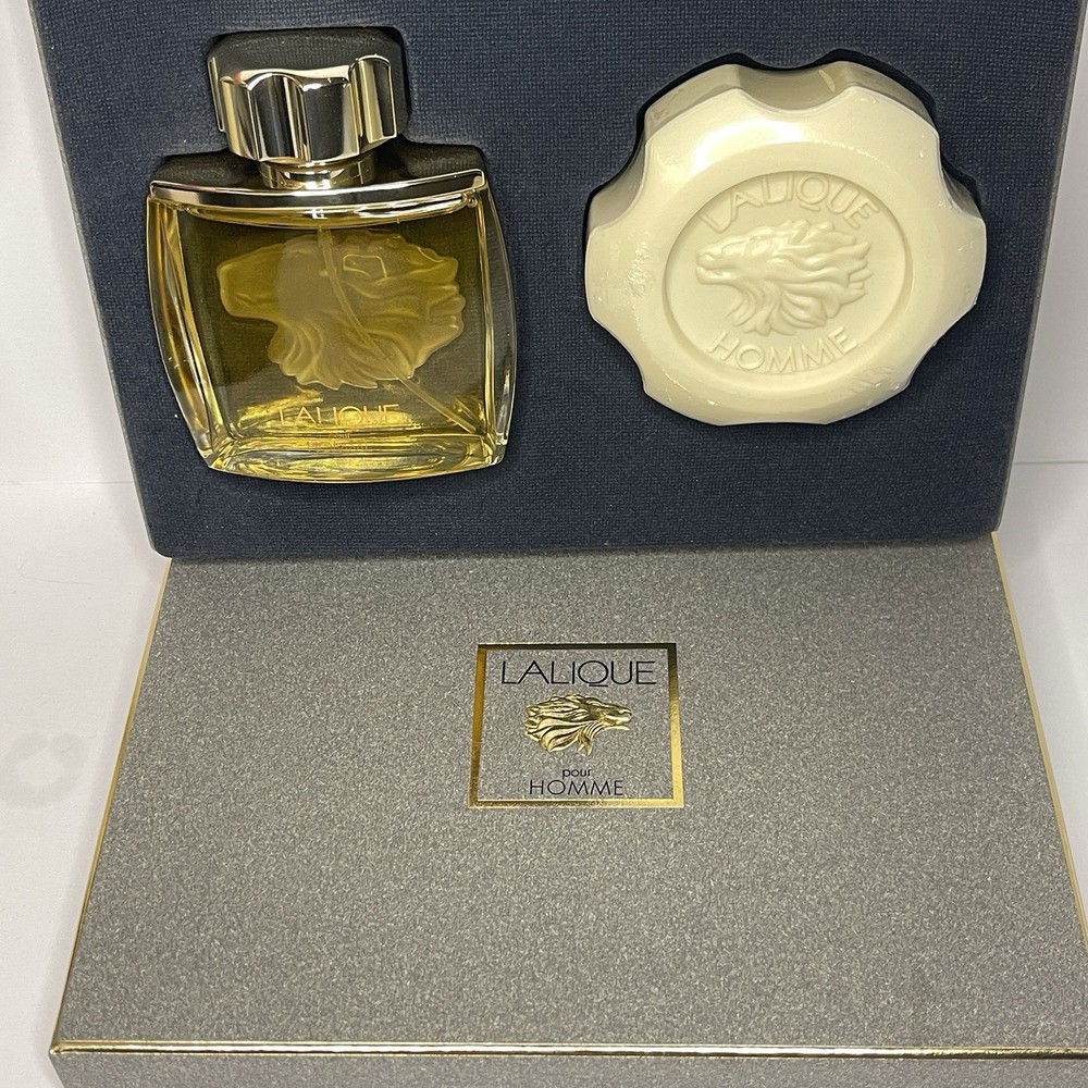 Lalique Pour Homme 2 Piece Set 2.5 oz Eau De Toilette & Perfumed Soap VTG NEW