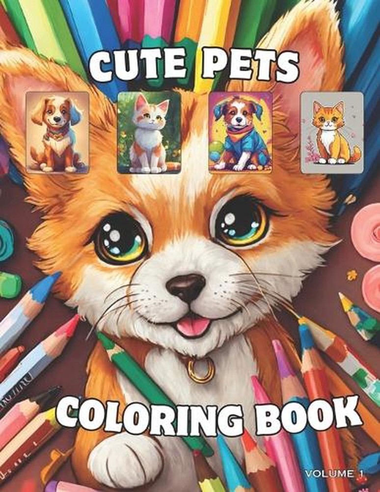 Cute Pets: Coloring Book for Adults and Kids with cute pets and more to relax by