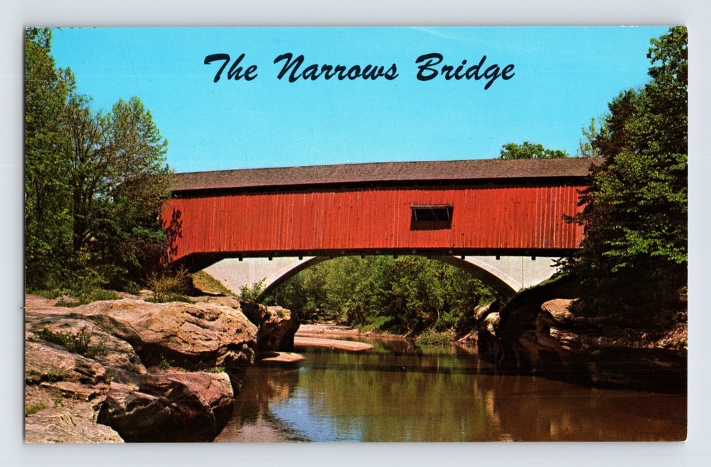 Postcard Indiana Turkey Run IN Narrows Covered Bridge Sugar Creek 1960s Unposted