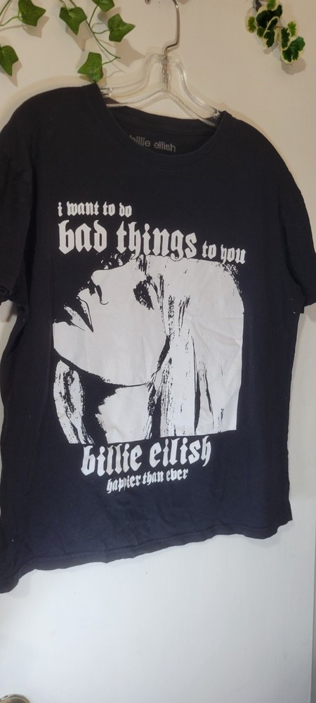 Billie Eilish I Want To Do Bad Things To You Adult's XL Graphic Black T-shirt