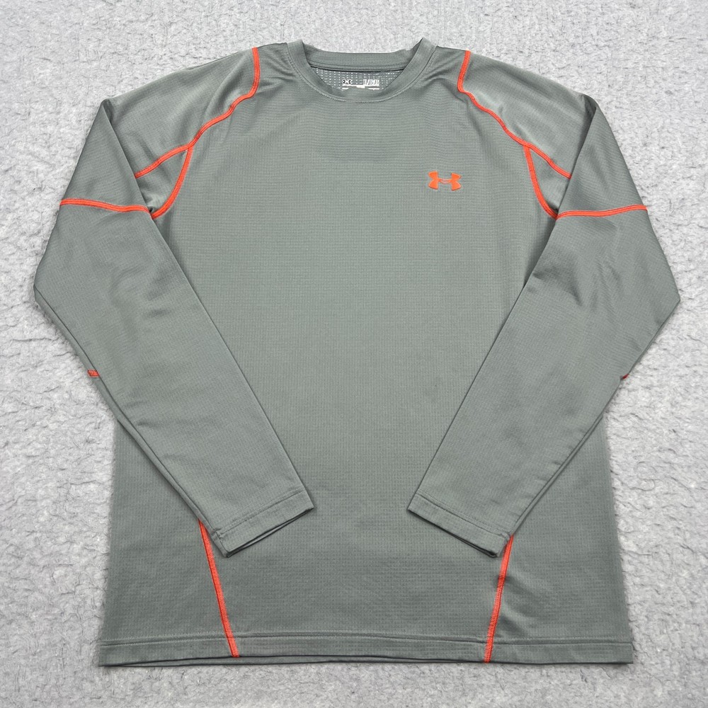 Under Armour Shirt Mens XL Gray ColdGear Base Fitted Long Sleeve Base Layer Crew