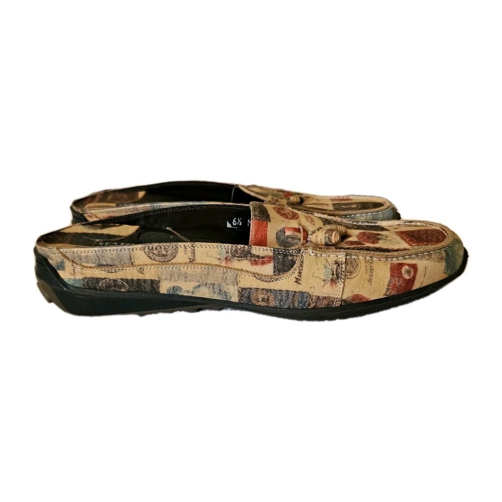SESTO MEUCCI Magazine Themed Mule Loafer Shoes With A Tassel Size 6.5M