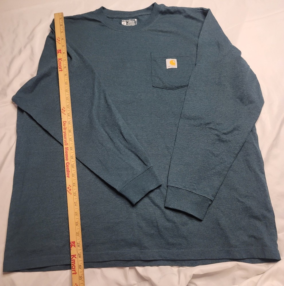 Carhartt Men's Long Sleeve Pocket Tshirt 2xl, Teal/blue Loose Fit