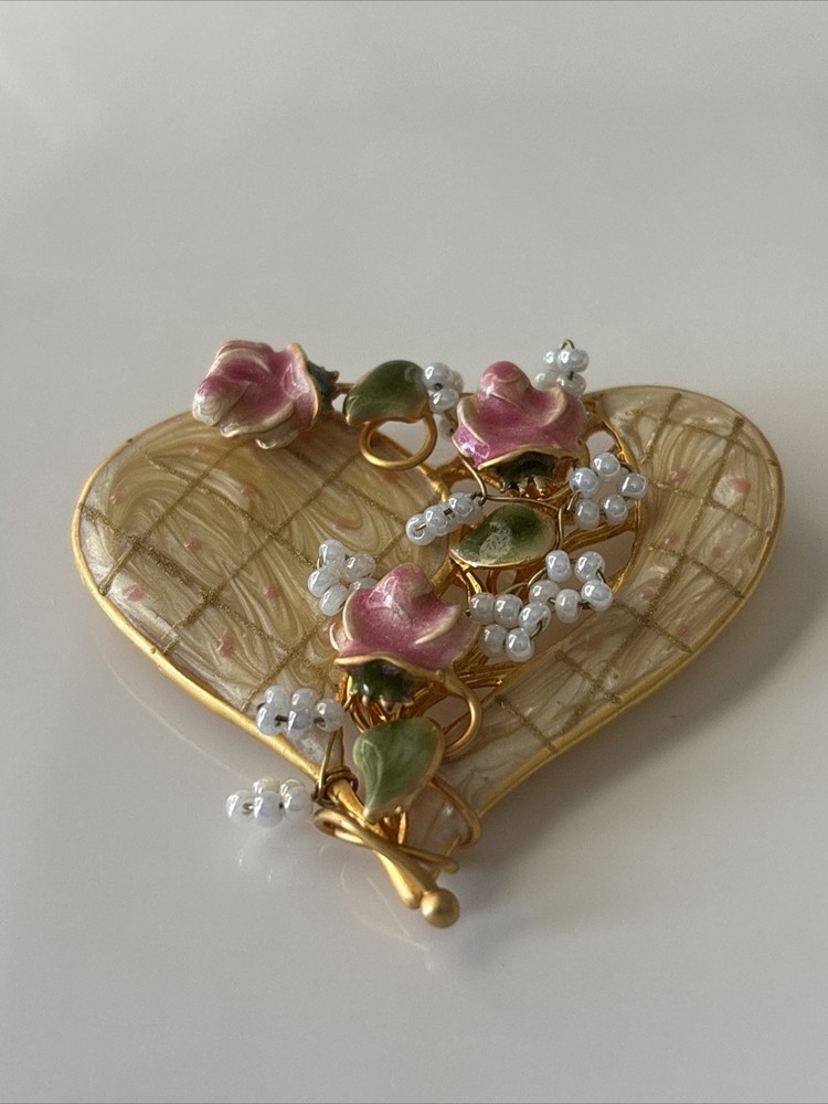 Vintage Brooch heart with flowers