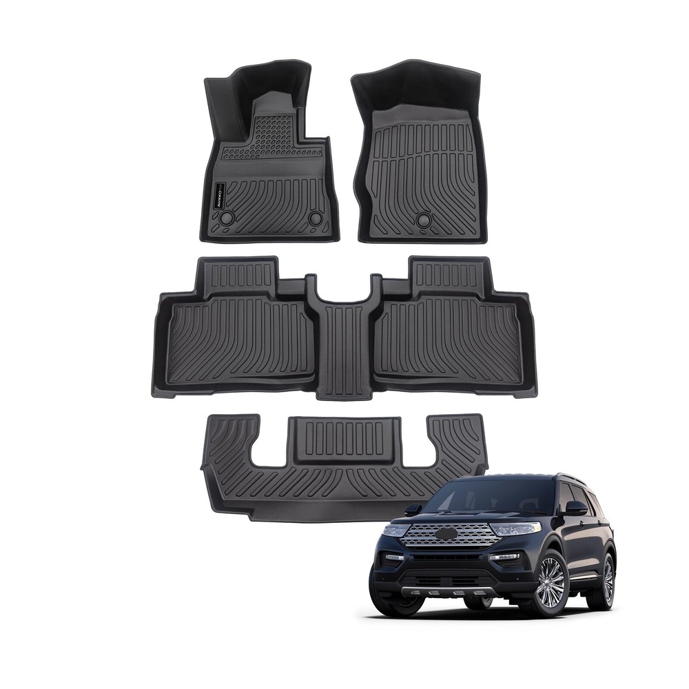 Auxko All Weather Floor Mats Fit for Ford Explorer 2020-2024 2025 6 Seat TPE ...