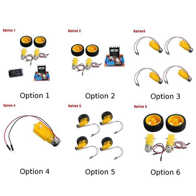 Smart Car Robot Plastic Tire Tyre Wheel DC 3-6V Gearbox Motor Set for Arduino