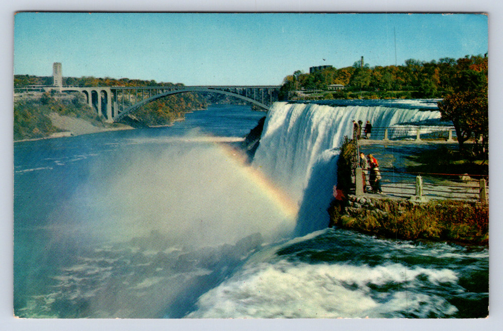 Vintage Postcard American Falls and Rainbow Bridge Niagara Falls New York