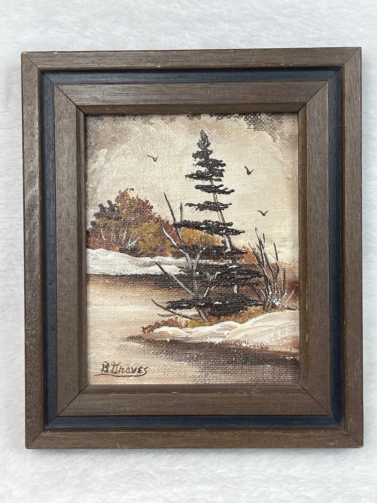 Small Original Oil Landscape Painting Signed Bea Graves Framed OOAK Art