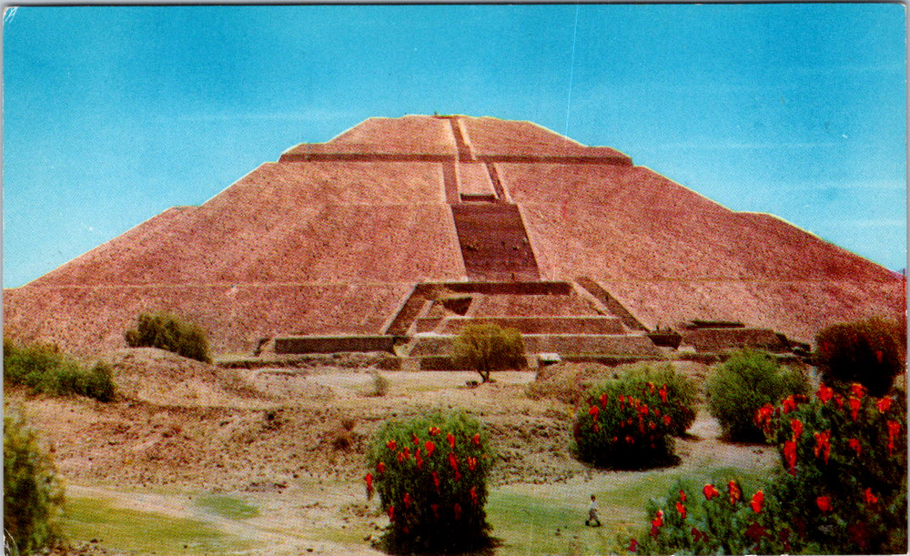 Vintage Postcard Pyramid Of The Sun Teotihuacan Estado De Mexico