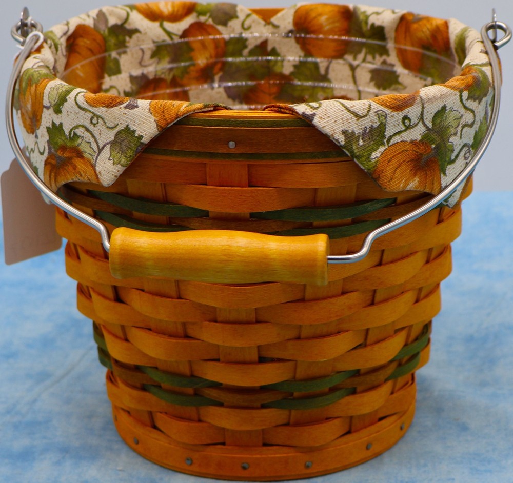 Longaberger 2002 Sage Autumn Pail Basket Liner Protector Handle 8”