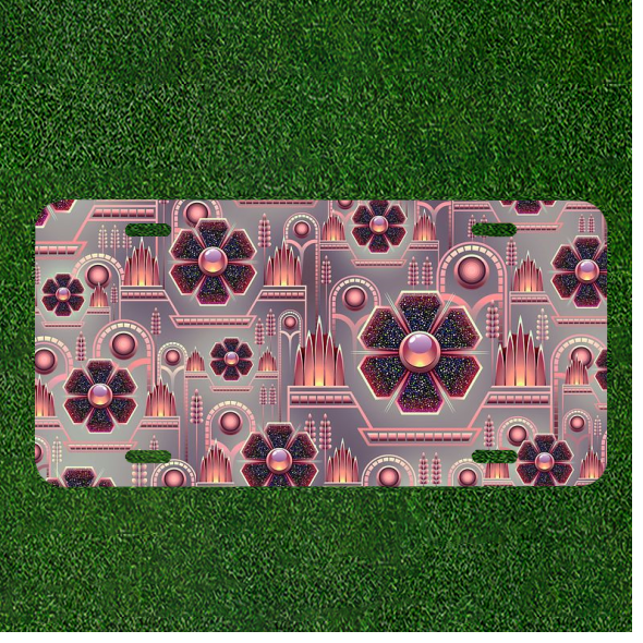 Personalized Custom Car License Plate Featuring Stylized Floral Flower Background Design