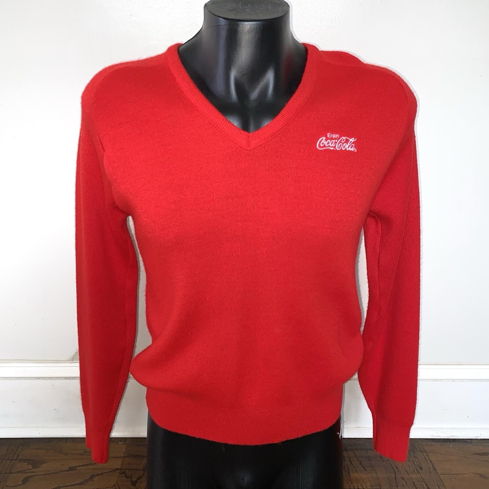 Vintage 80s Coca-Cola V-Neck Sweater Size M