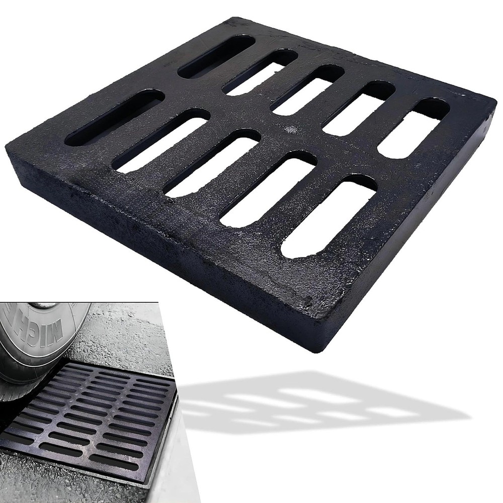 MASSLUNT Cast Iron Drain Grate 9x9 in for NDS Catch Basin, 9X9-B, Black