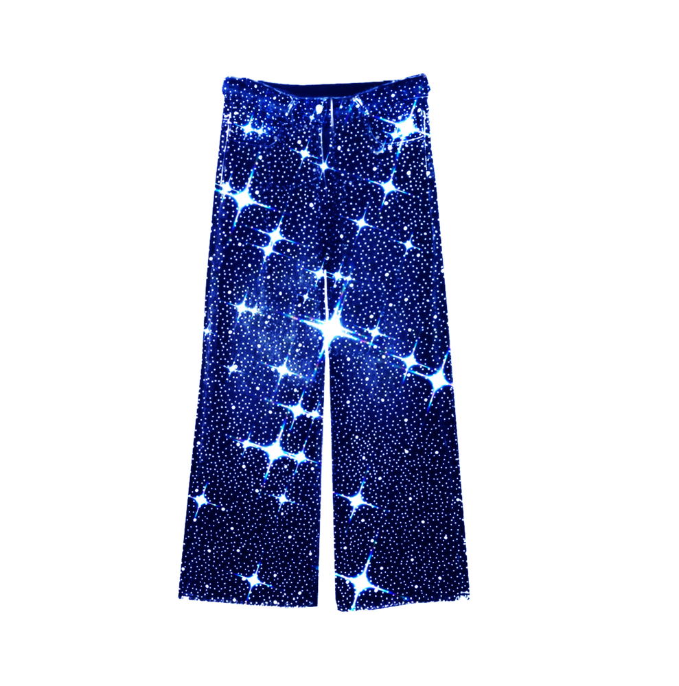 Swarovski DIAMOND COVERED ALL-OVER Rhinestone  Baggy Jeans -  UNISEX (ALL SIZES)