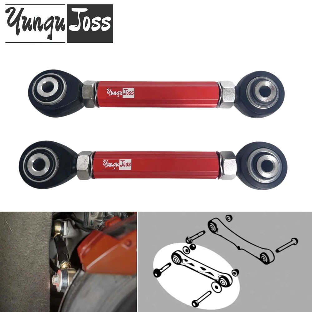 Pair of Aluminum Adjustable Rear Toe Rod Straight Arms Kit for Tesla Model S/X