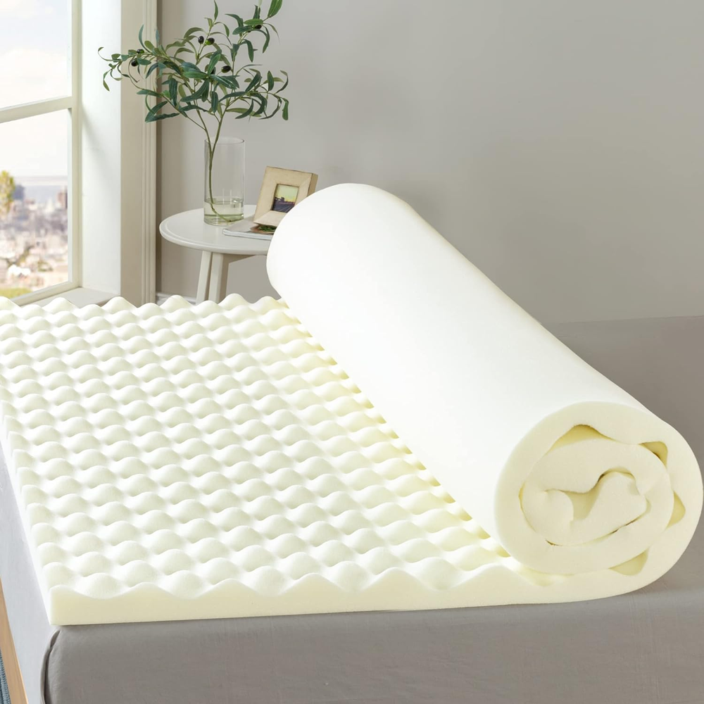2 Inch Copper Cooling Memory Foam Mattress Topper with Airflow Design, Queen, Wh