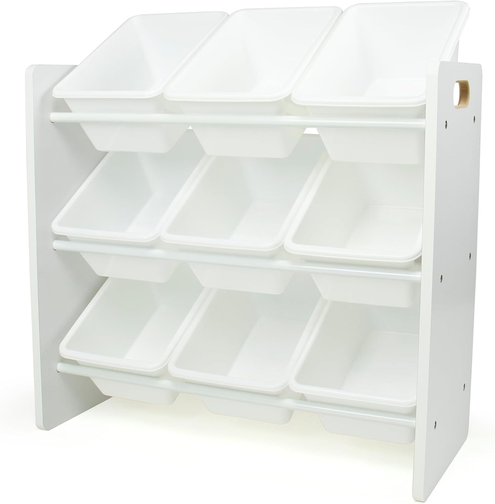 Toy Storage Organizer with 9 Removable Storage Bins for Kids Playroom, 3-Tier To