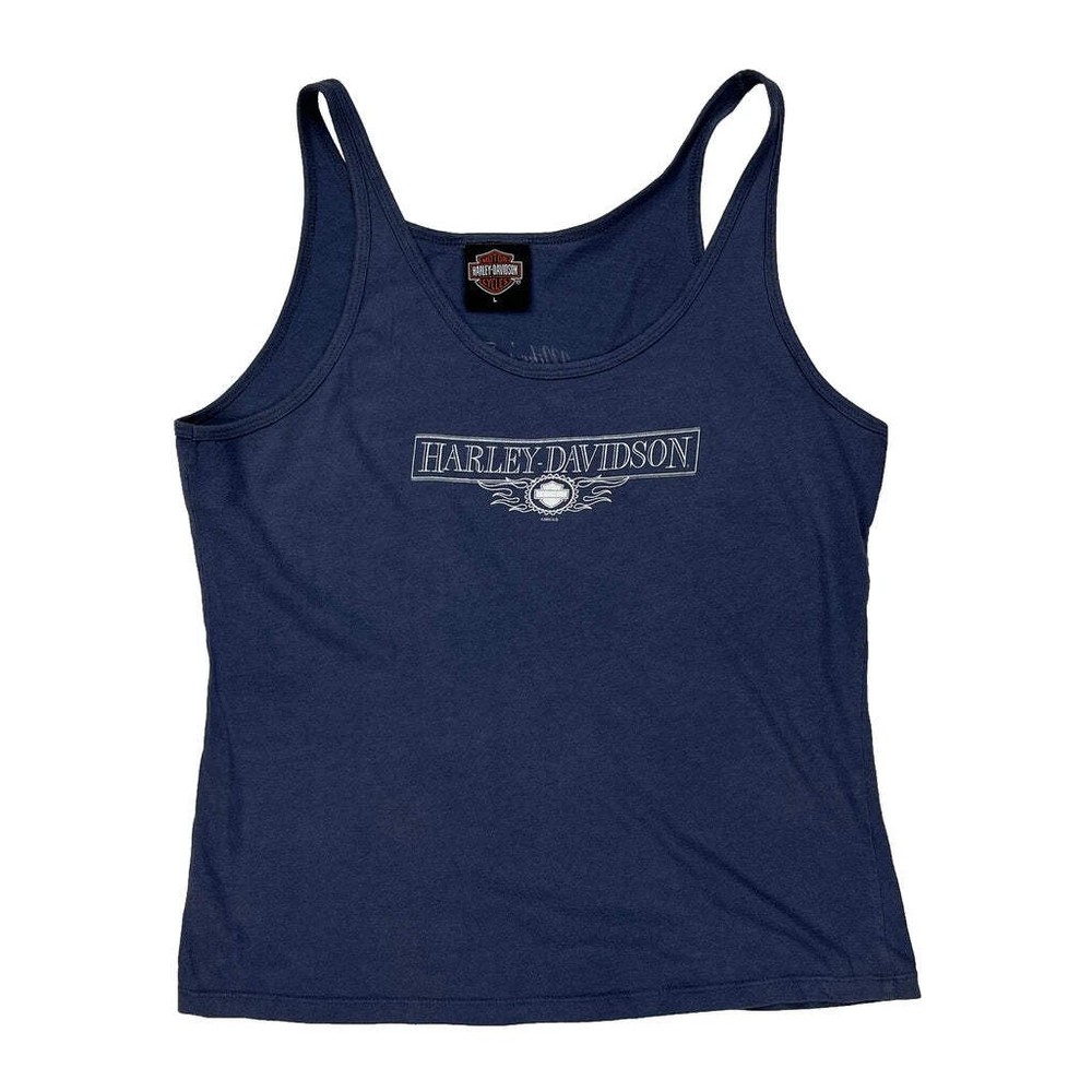 Motorcycles Harley Davidson Graphic Tank Top - Large Blue Cotton