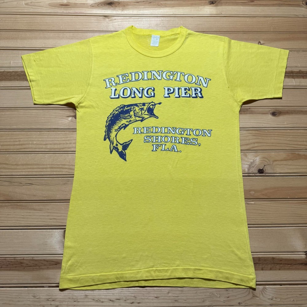 Vintage 80s Redington Long Pier Florida Fish Single Stitch Souvenir Shirt Medium