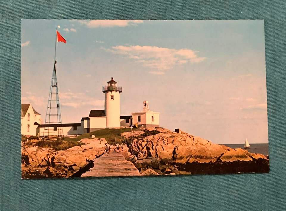 Chrome Postcard - Eastern Point Lighthouse Gloucester Cape Ann, MA Massachusetts