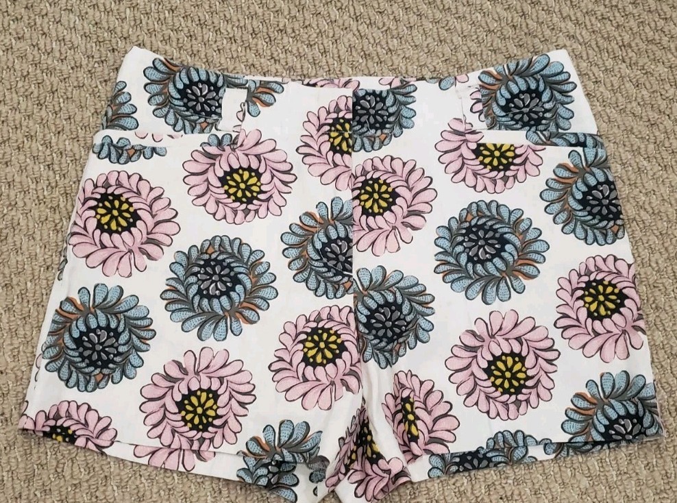 Ann Taylor LOFT  Waist Linen Blend Floral Shorts size 12