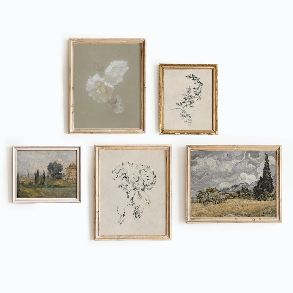 Vintage Botanical Wall Art - Vintage Kitchen Art, Country French Bathroom, Vi...
