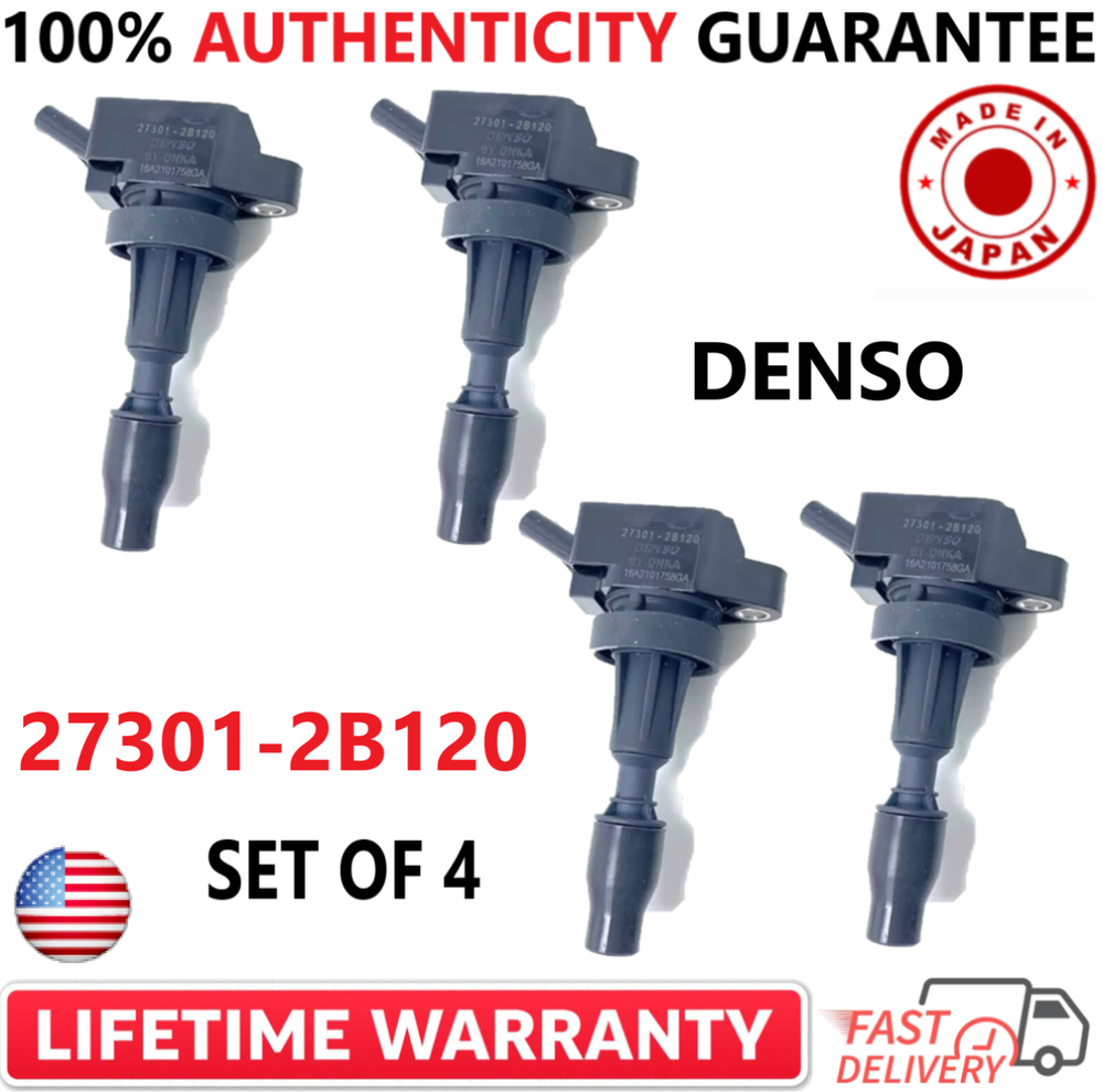 Set of 4 OEM DENSO Ignition Coils For 2015-2022 Hyundai, Kia 1.6L I4 27301-2B120