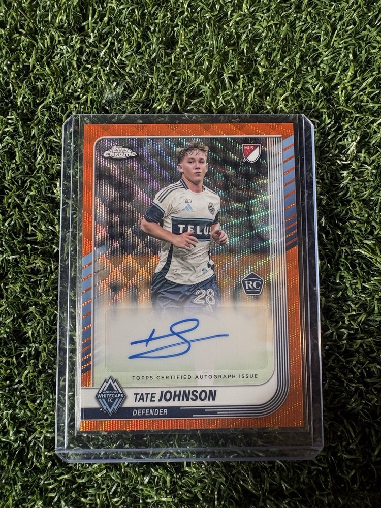 2025 Topps MLS Chrome Tate Johnson Orange Auto /25 Vancouver Whitecaps Rookie