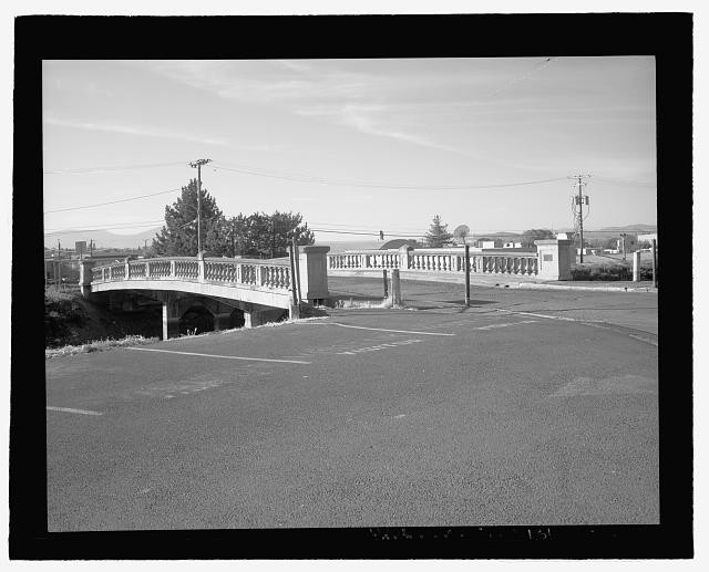 General perspective view of the A Canal Bridge, view looking southwest - A