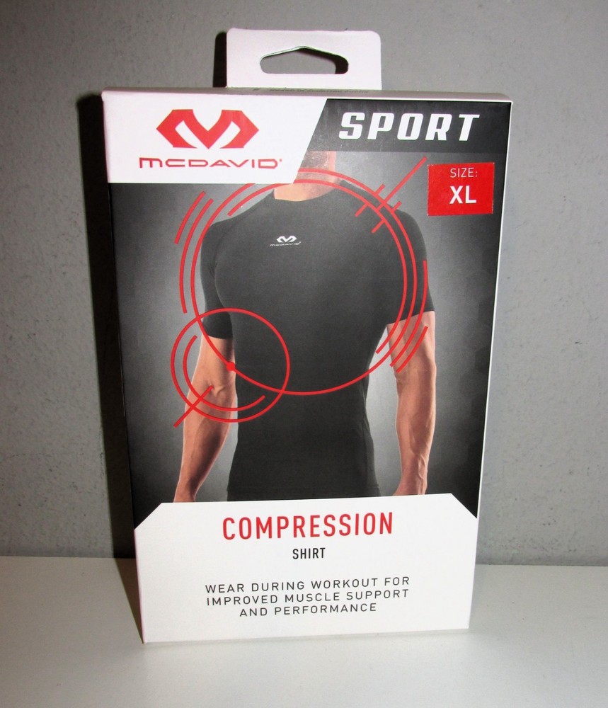 McDavid Mens Short Sleeve Sport Compression Shirt BLACK (Size XL) BRAND NEW