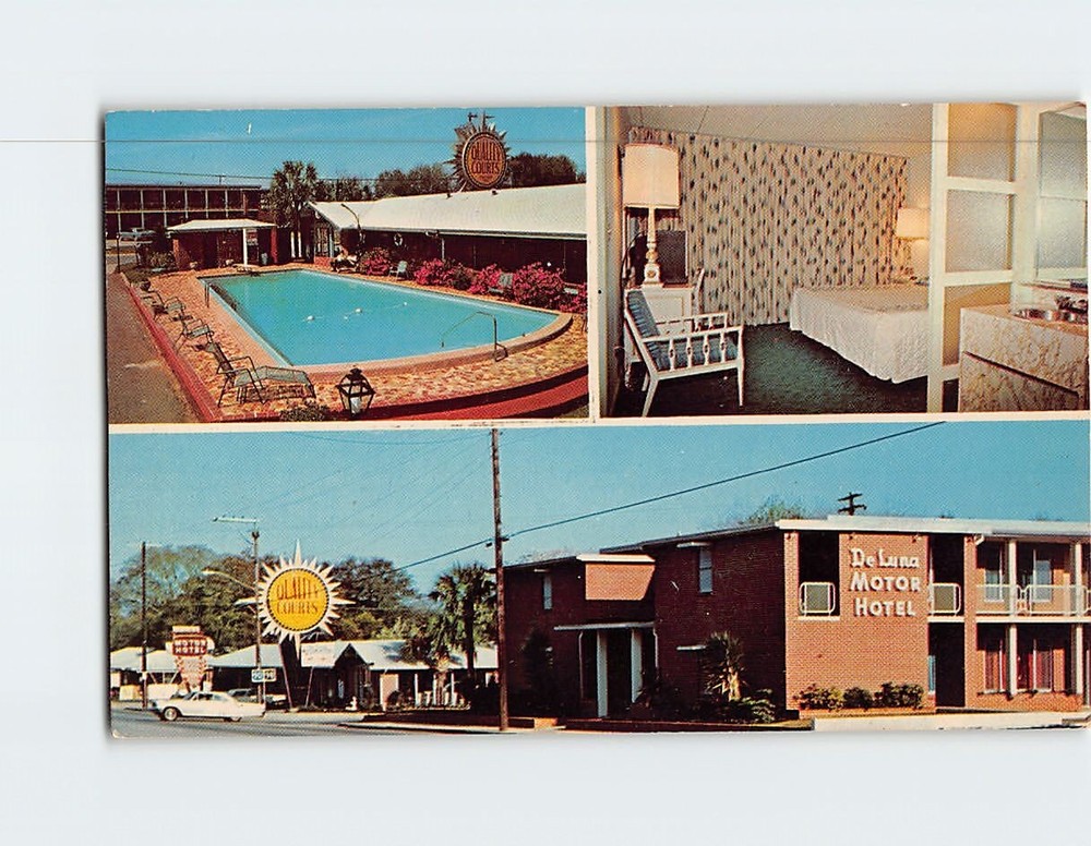 Postcard De Luna Motor Hotel Pensacola Florida USA